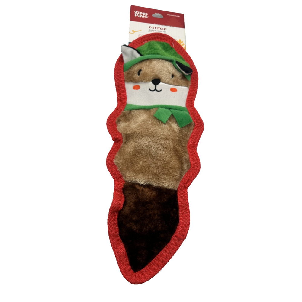 ZippyPaws Christmas Z-Stitch Cat Dog Toy w/ 3 Squeakers 12.5" Durable- New